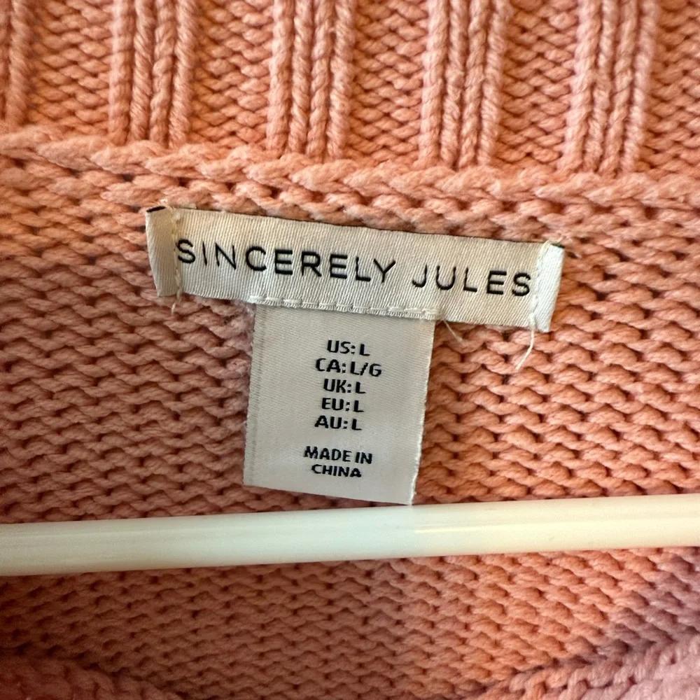 Sincerely Jules Pink Sweater with White Bow - Picture 3 of 3